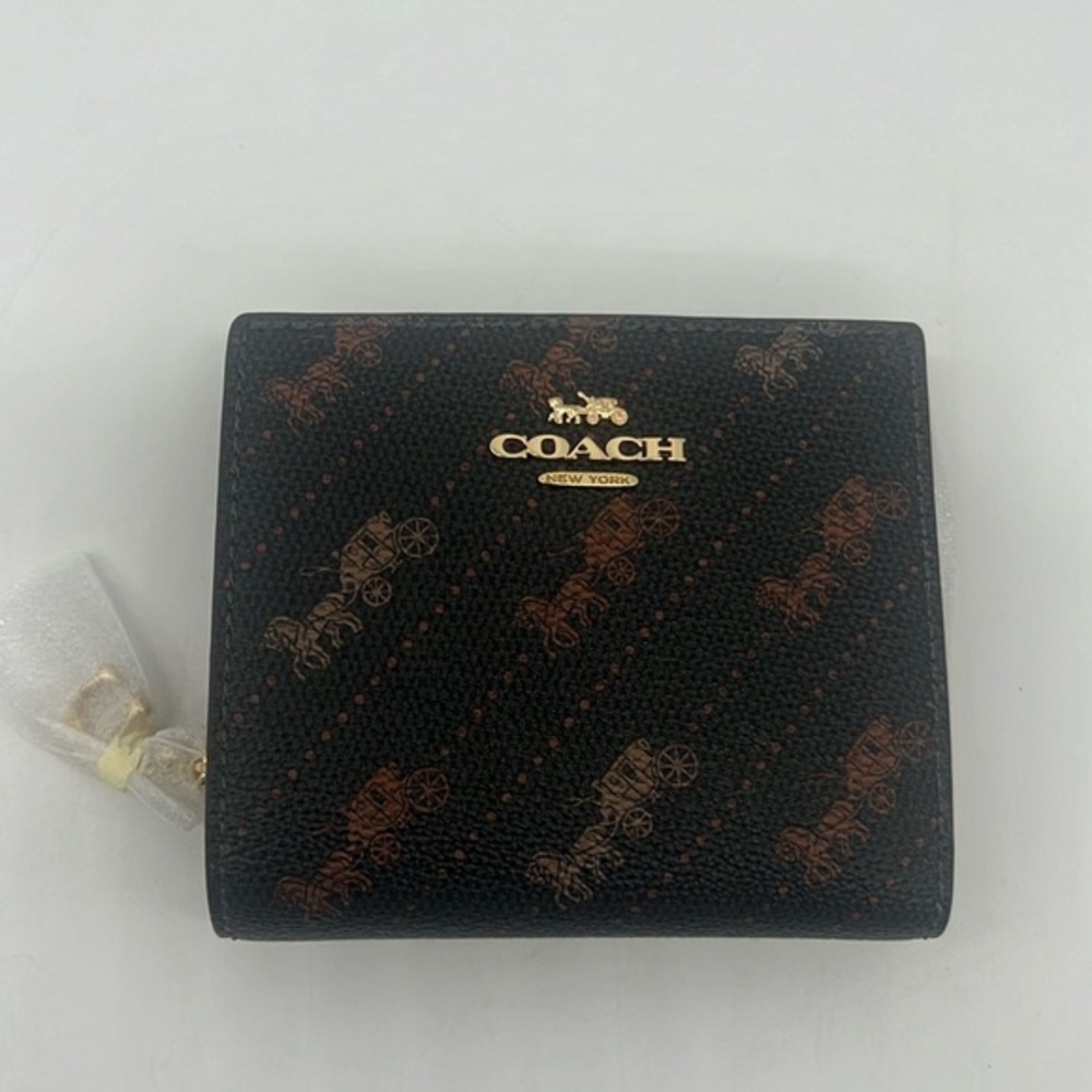 Coach Snap Wallet With Horse And Carriage Dot Print Gold/Black
